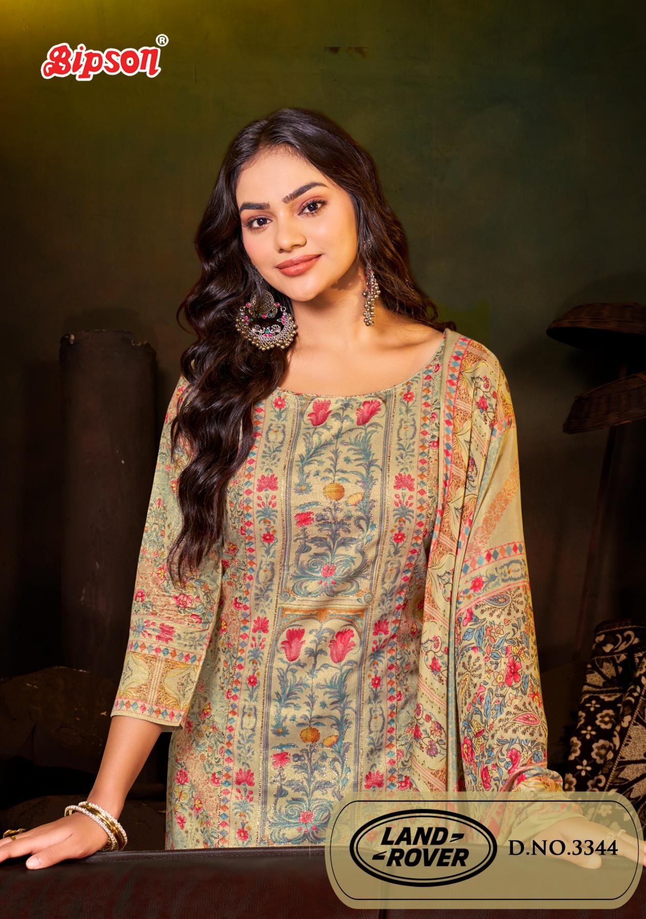 LAND ROVER 3344 BY BIPSON PRINTS VISCOSE SIMMER UNSTITCH SALWAR KAMEEZ  