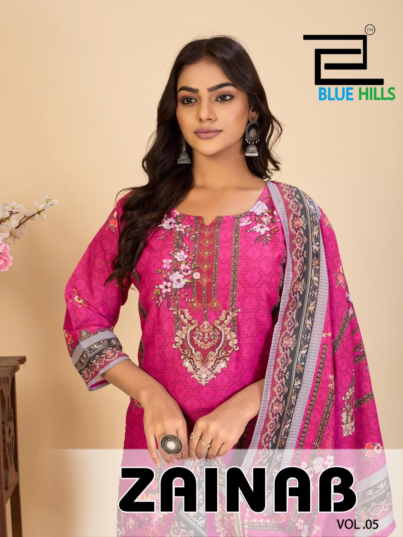 ZAINAB VOL 5 BY BLUE HILLS MUSLIN AMAZING PLUS SIZE PAKISTANI SUITS 