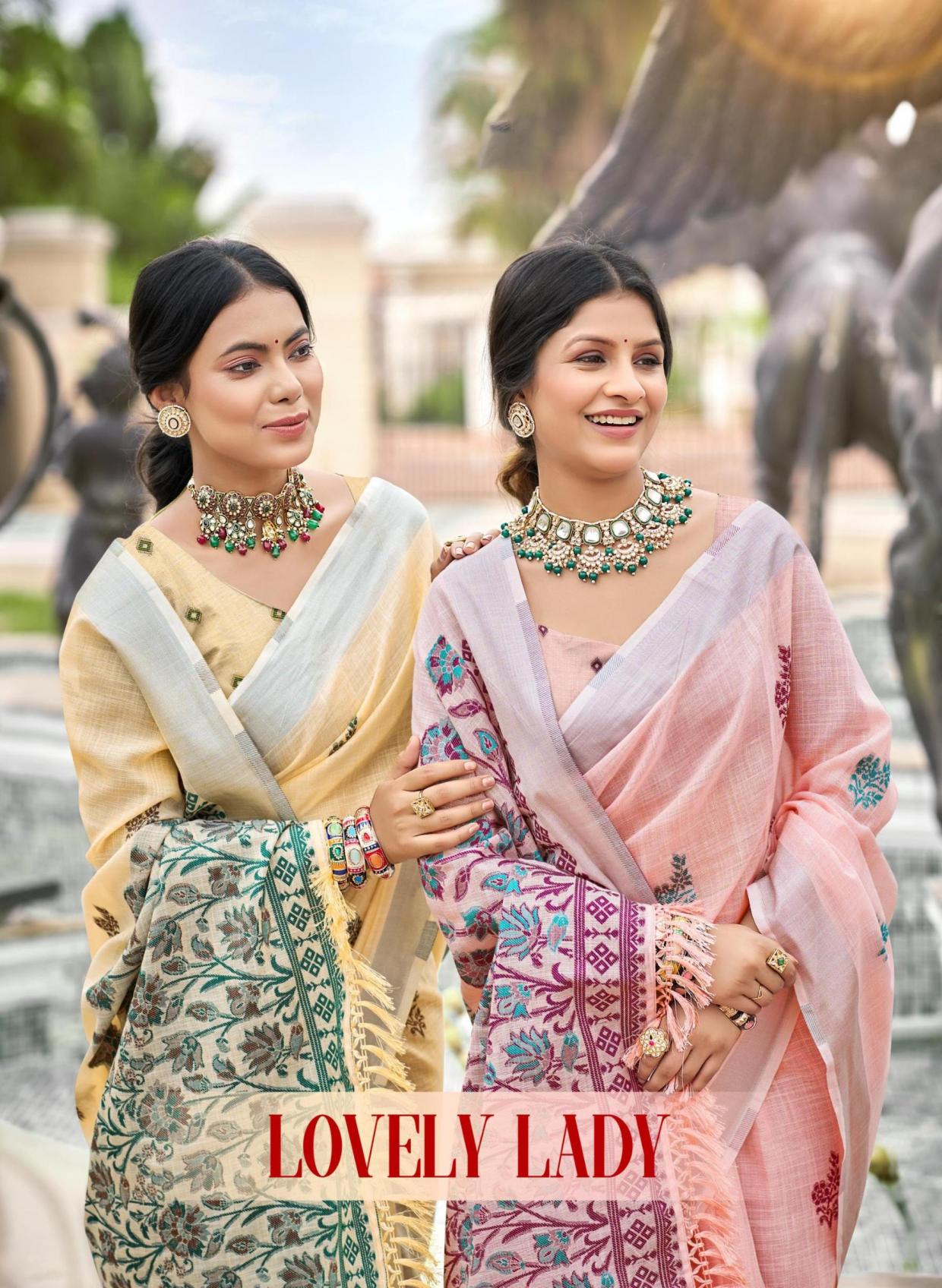 Bunawat - Lovely Lady Sangam Prints Lilen Woven Work Traditional Saree