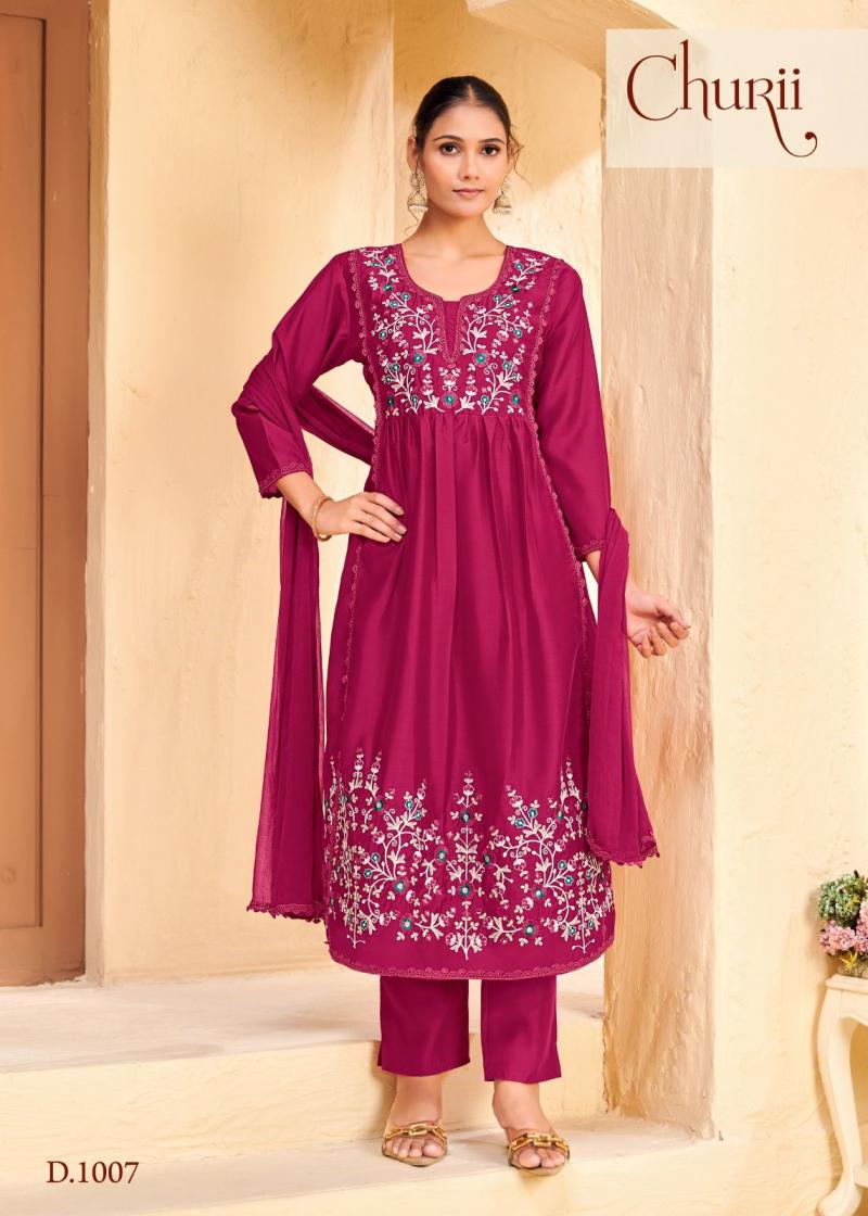 CHURII CAMELIA FULL STITCH UNIQUE COLOURS SILK COMBO 3PCS DRESS