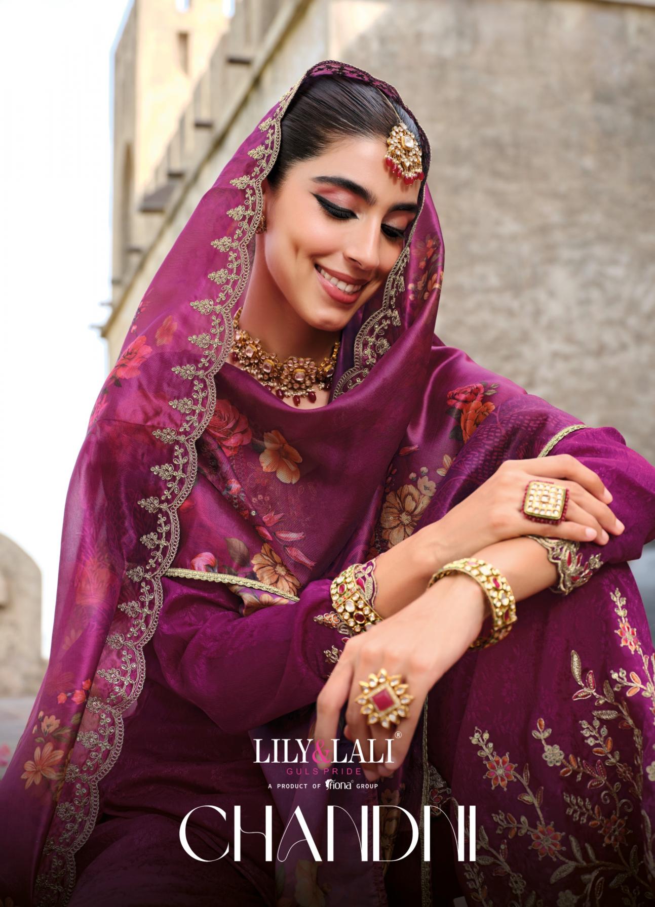 LILY & LALI CHANDNI EXCLUSIVE READYMADE CHINON SILK PLAZZO SUITS 