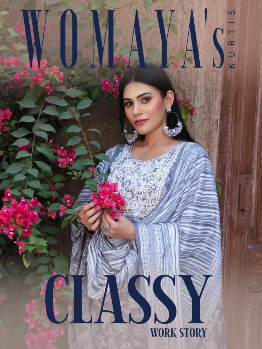 WOMAYA LAUNCH CLASSY WORK STORY COTTON FANCY FULL STITCH COMBO 3PCS DRESS