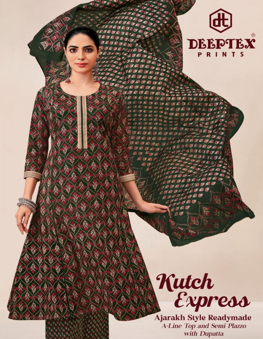 KUTCH EXPRESS BY DEEPTEX PRINTS FULL STITCH COTTON A-LINE PLUS SIZE PLAZZO DRESS