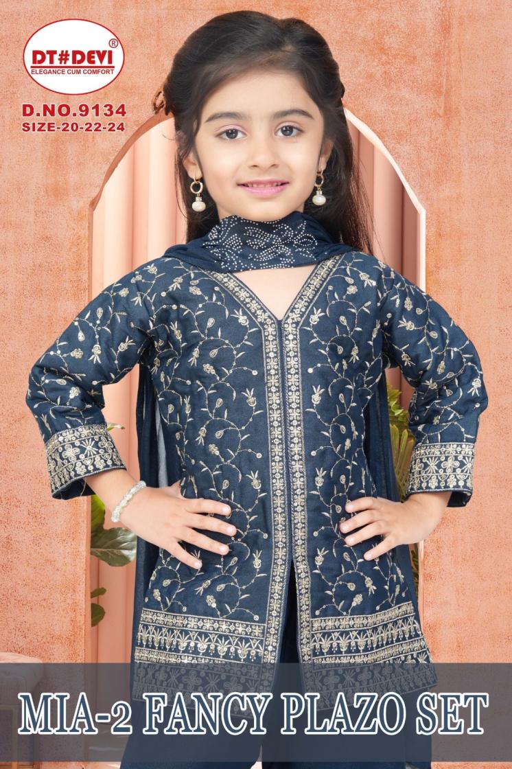 DT DEVI MIA VOL 2 9134 FANCY STAR GEORGETTE FULL STITCH KIDS PLAZO SET