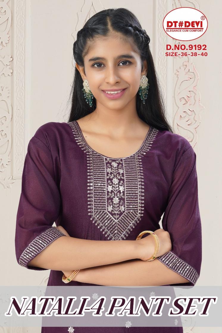 NATALI VOL 4 PANT SET BY DT DEVI FULL STITCH STAR GEORGETTE KIDS COMBO SUITS 