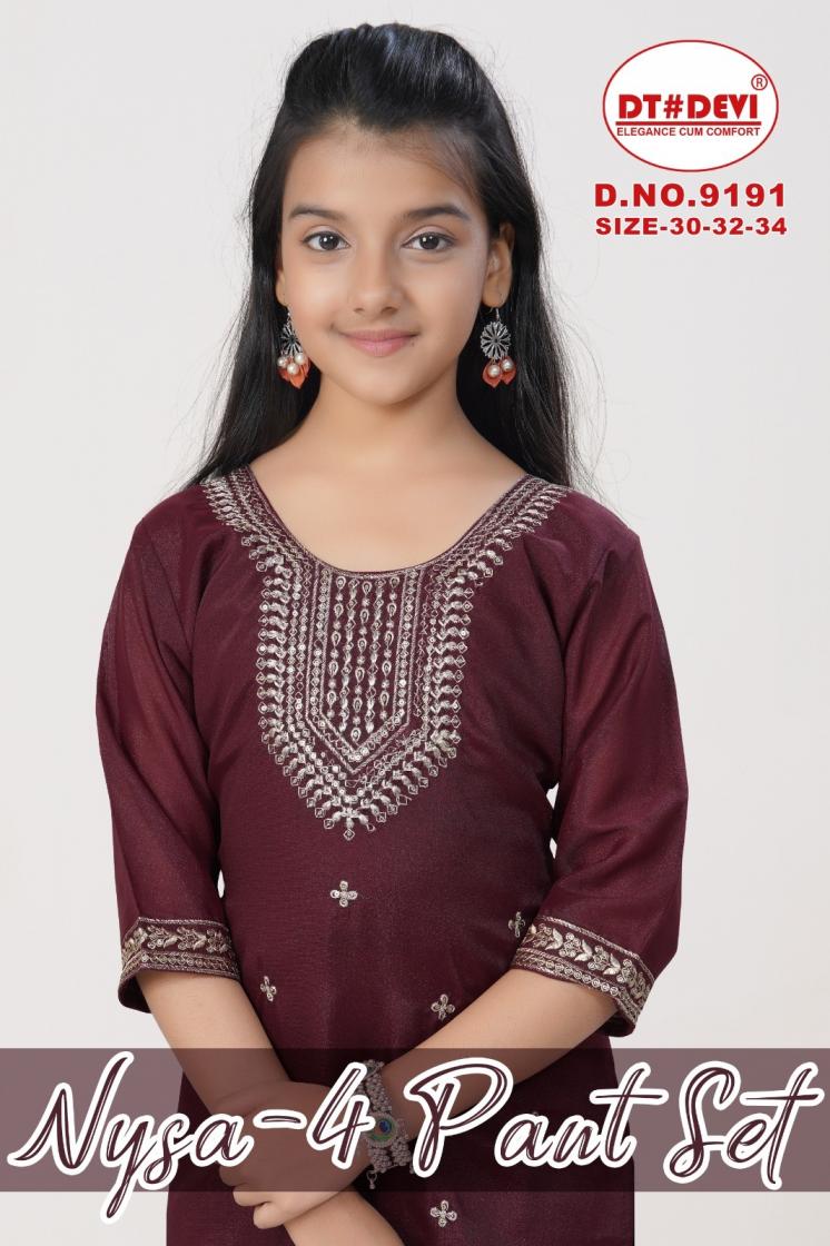 NYSA VOL 4 BY DT DEVI PANT SET 9191 READYMADE STAR GEORGETTE KIDS COMBO 3PCS 