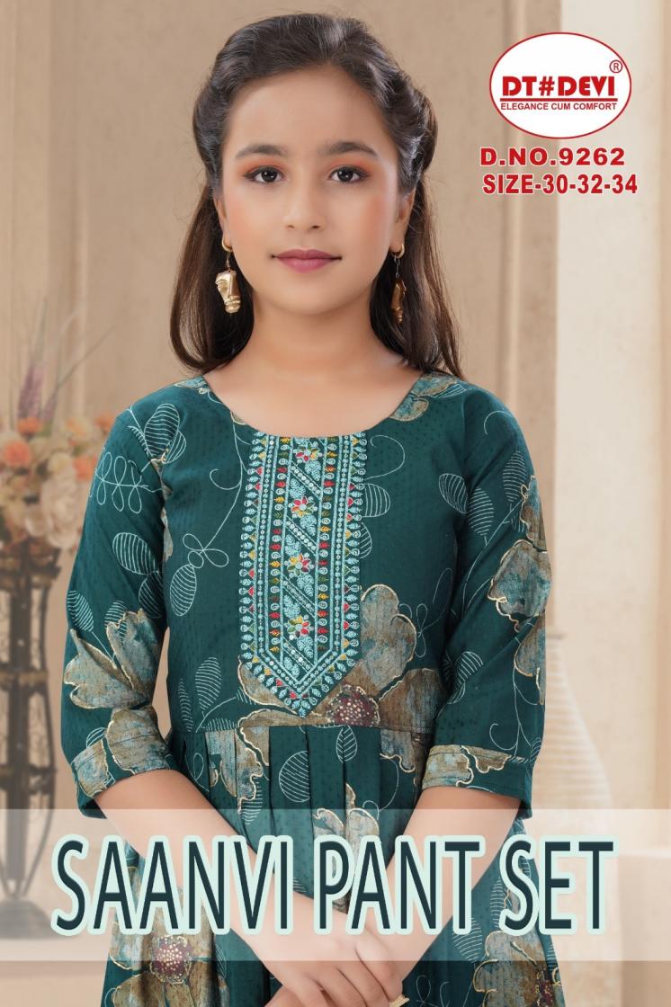 SAANVI 9262 BY DT DEVI FULL STITCH COMBO ROMAN DOBBY PRINT KIDS 3PCS 