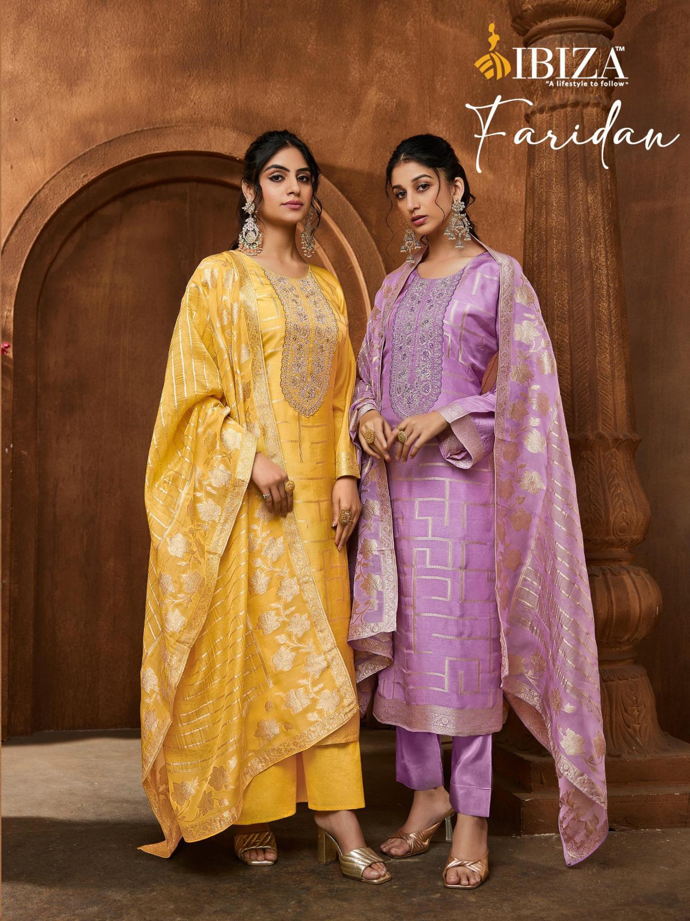 IBIZA FARIDAN RASIYAN SILK JACQUARD STYLISH 3PCS DRESS