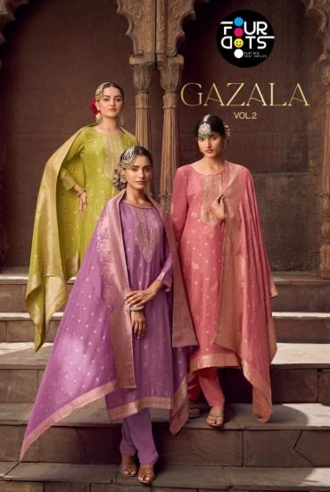 FOURDOTS GAZALA VOL 2 VISCOSE MUSLIN JACQUARD SALWAR KAMEEZ SET 