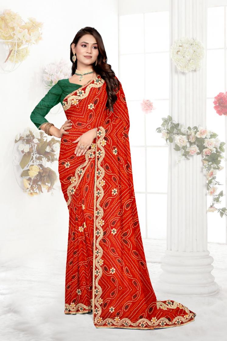 GEORGETTE AMAZING BANDHANI PRINT SAREES SUPPLIER 