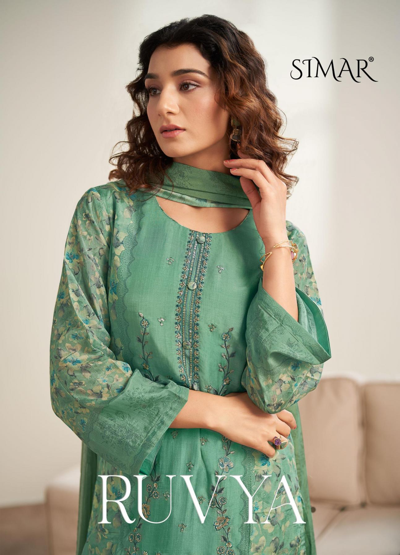 RUVYA BY GLOSSY SIMAR VISCOSE MUSLIN STYLISH 3PCS DRESS