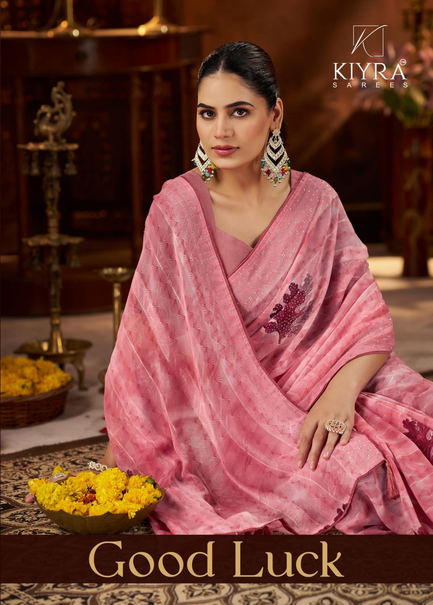 KIYRA GOODLUCK VOL 1 WEIGHTLESS KUNDAN HIT DESIGN SAREE EXPORTS 