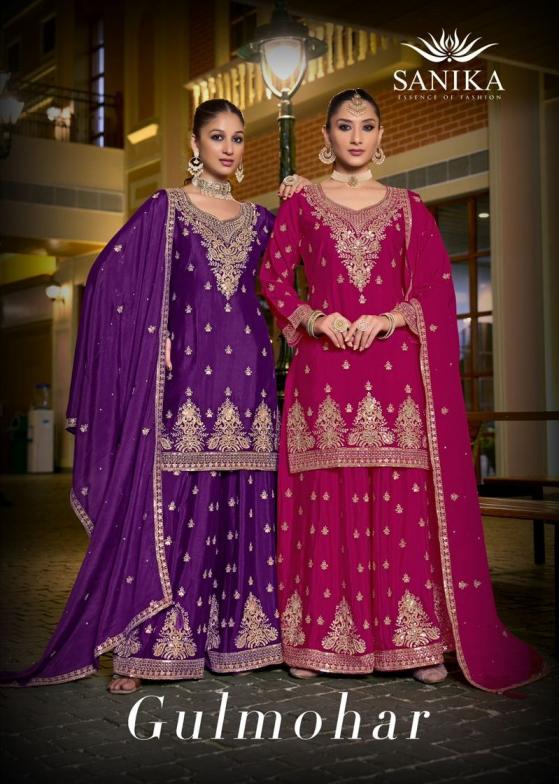 SANIKA FASHION GULMOHAR READYMADE CHINON SILK FESTIVE PLAZZO SUIT 
