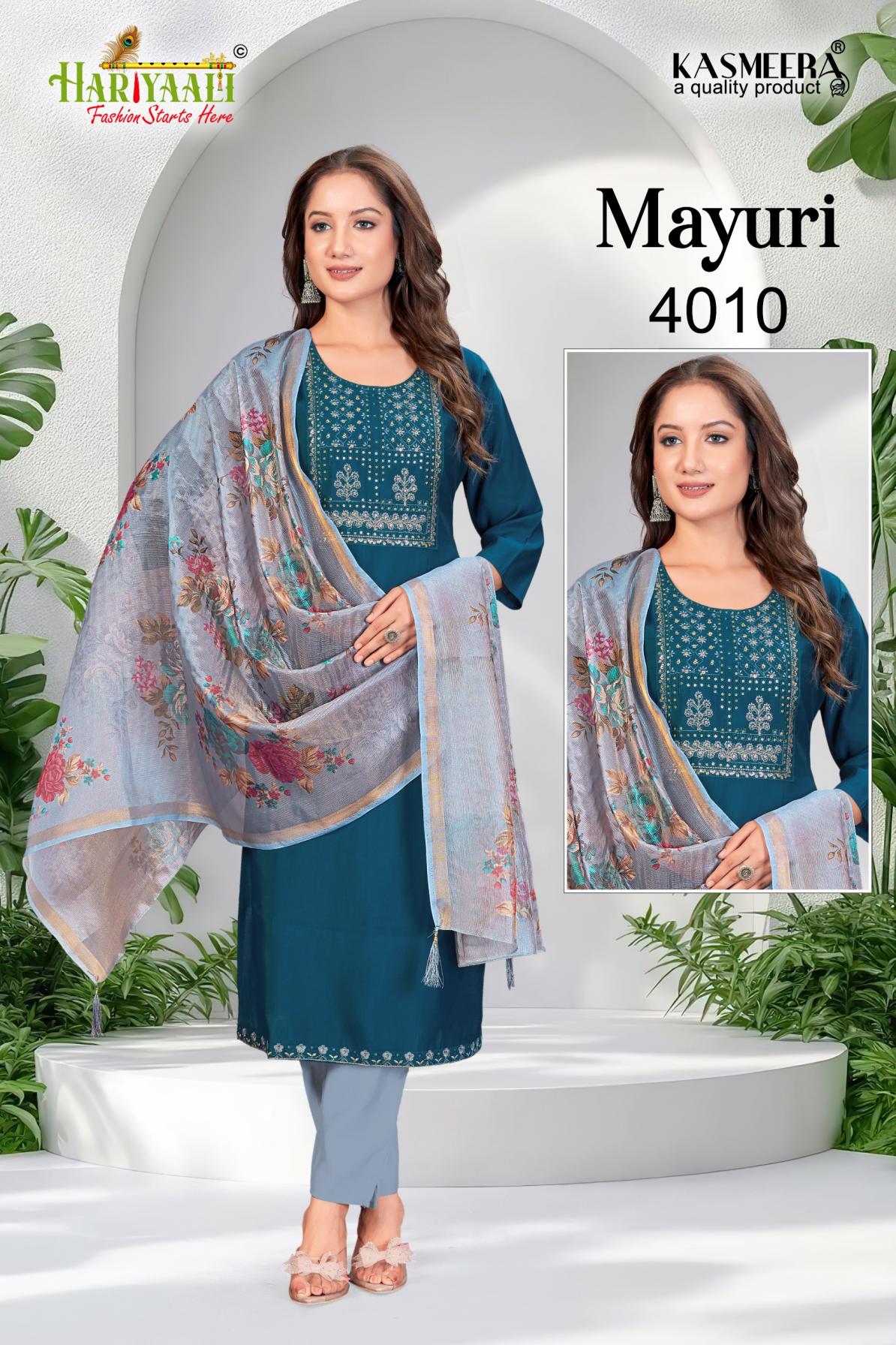 MAYURI VOL 4 BY HARIYAALI READYMADE UNIQUE SILK COMBO SALWAR SUIT 