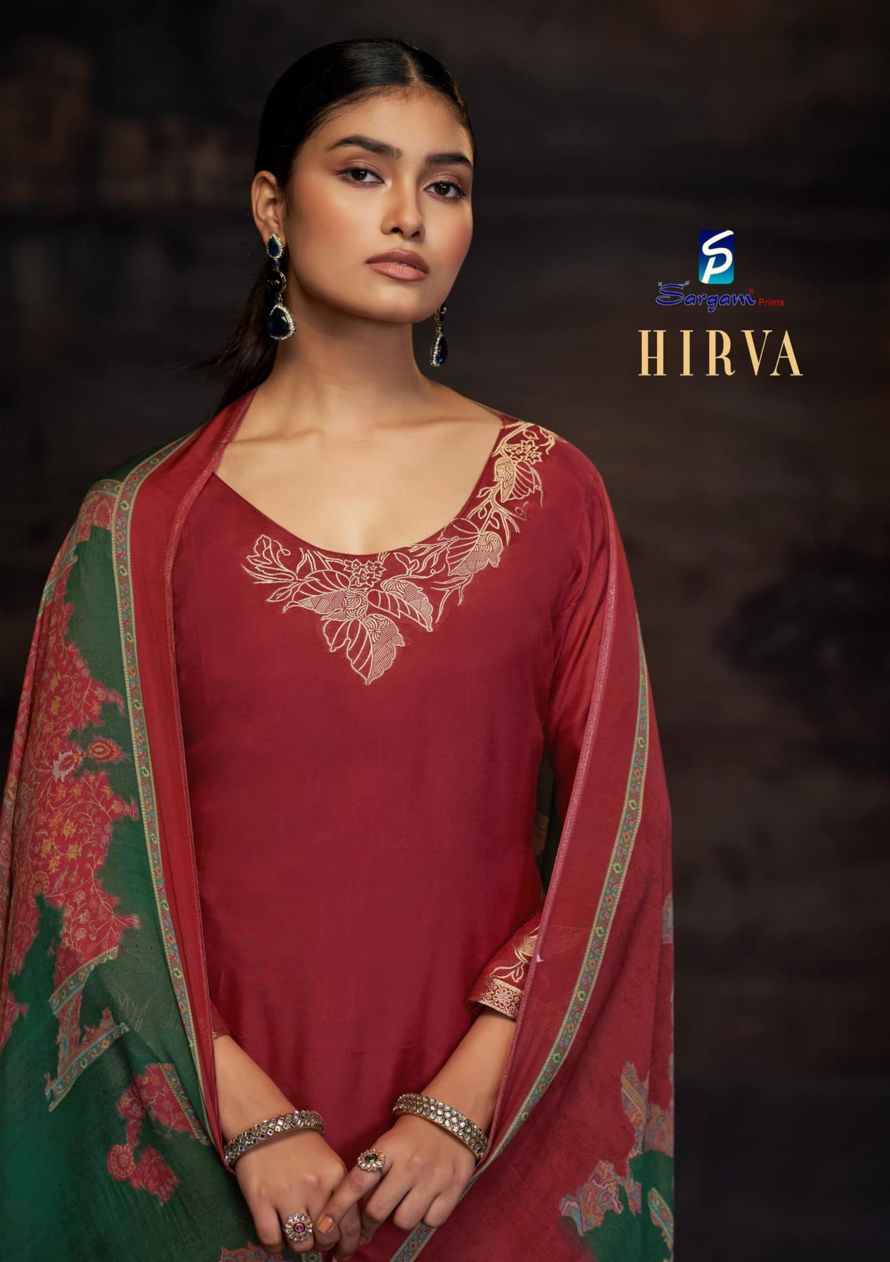 SARGAM PRINTS HIRVA BEMBERG MUSLIN JACQUARD SOLID LADIES SUITS 