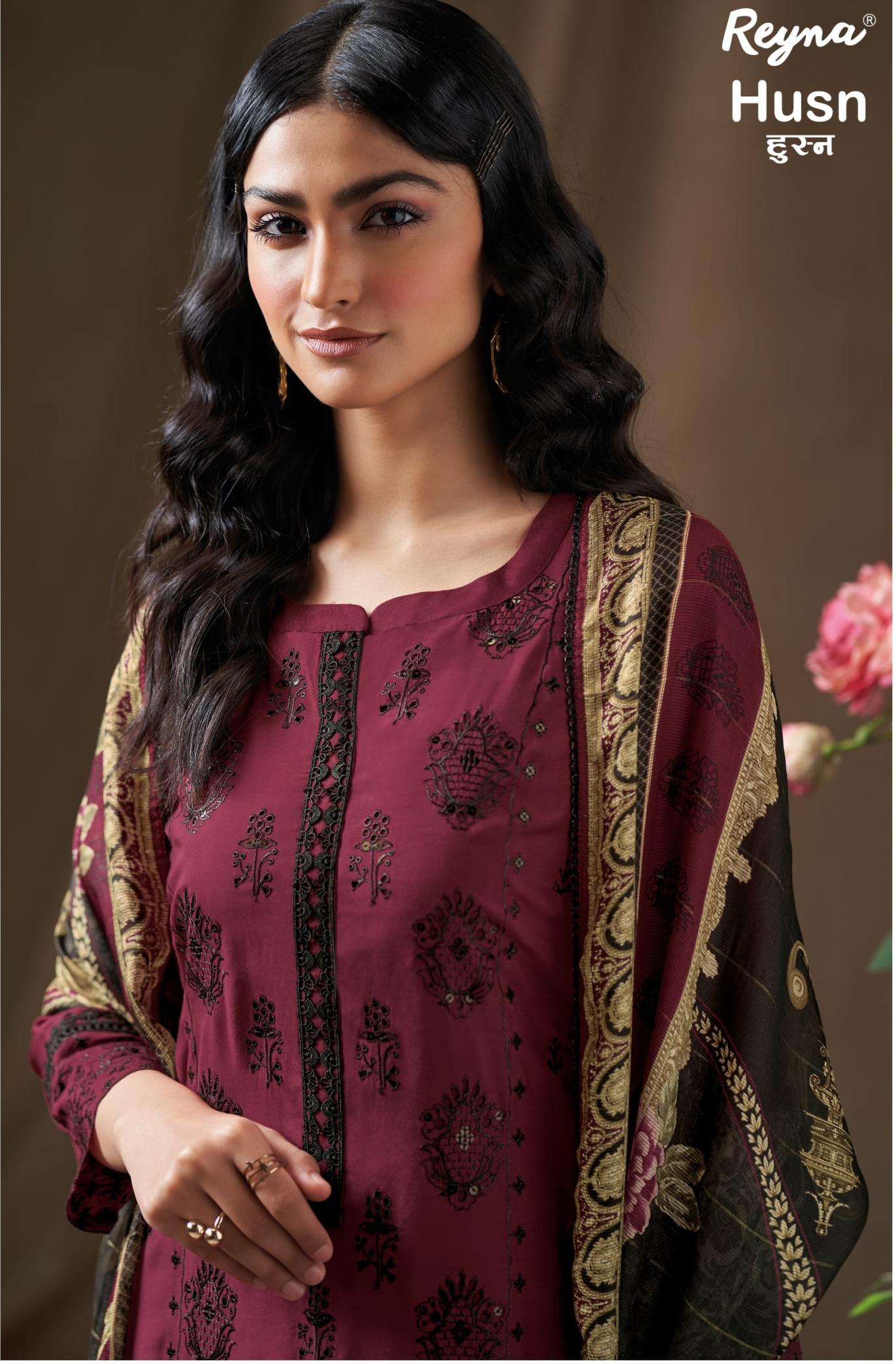 REYNA HUSN AMAZING BEMBERG SILK 3PCS DRESS ONLINE 