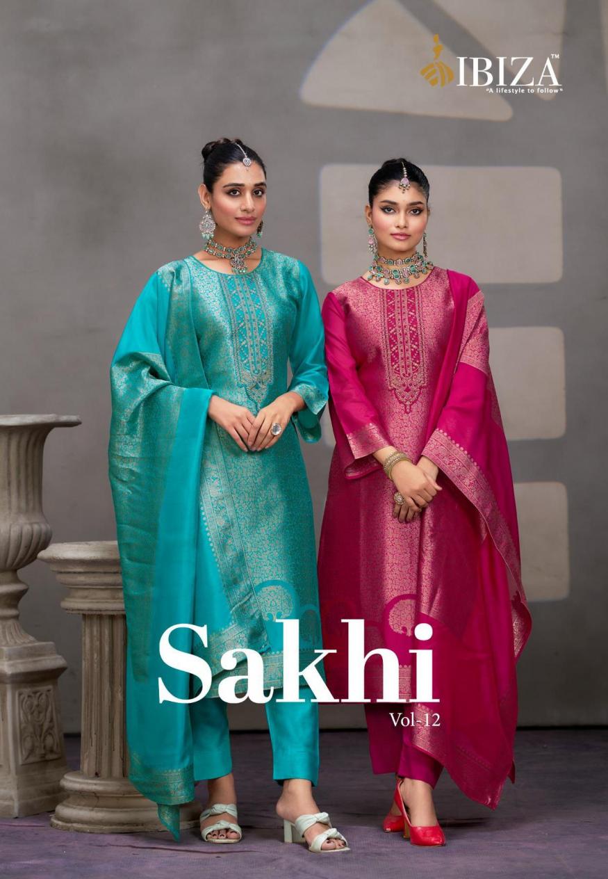 SAKHI VOL 12 BY IBIZA BANGLORY SILK JACQUARD FANCY SALWAR KAMEEZ 