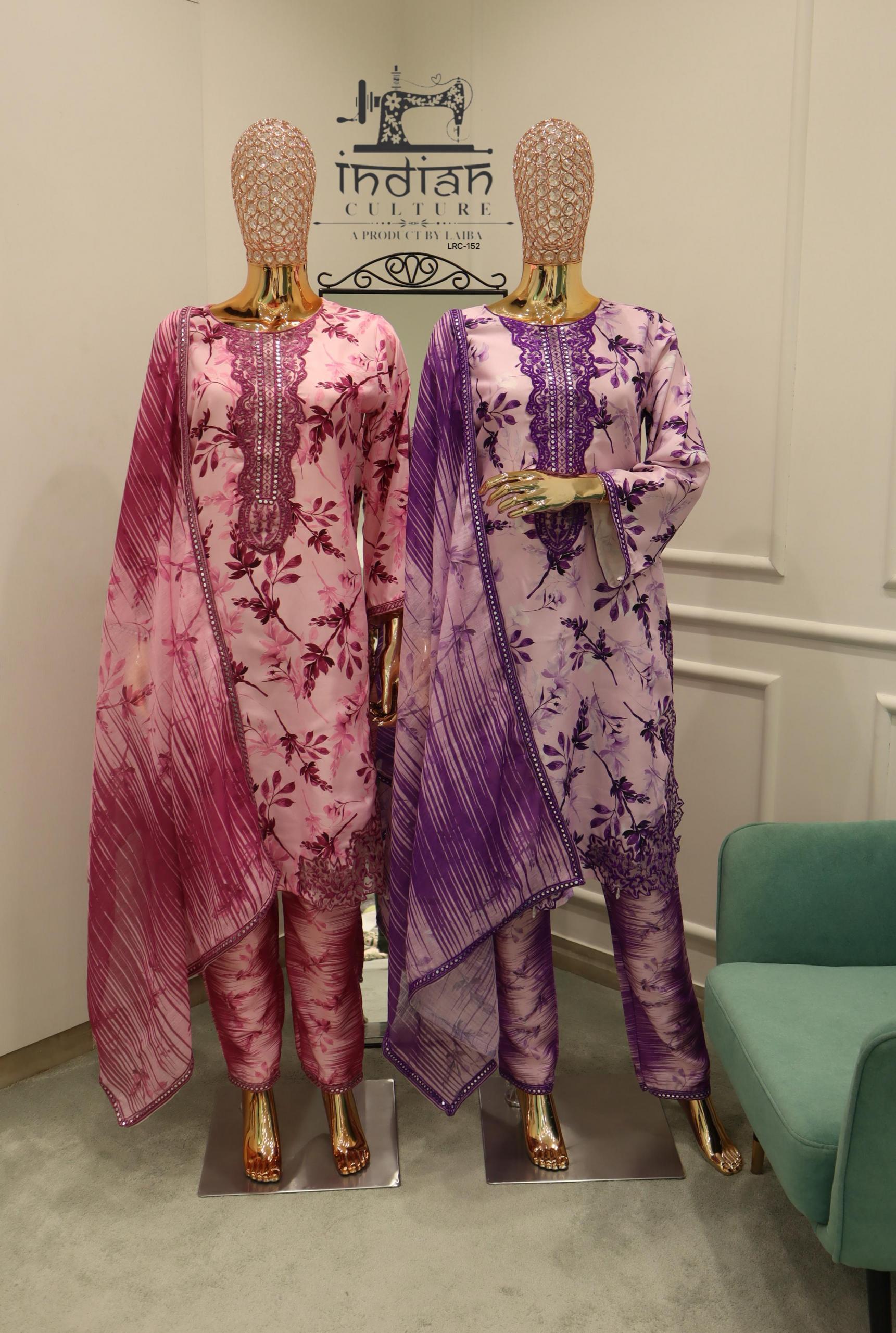 LRC 152 BY INDIAN CULTURE RAYON STYLISH FULL STITCH 3PCS DRESS