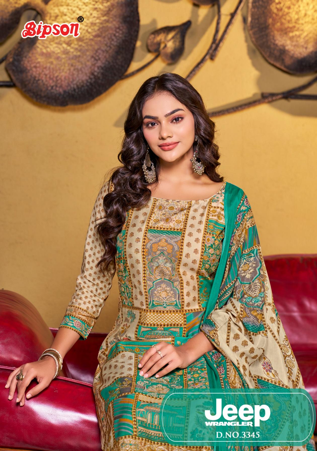 BIPSON PRINTS JEEP WRANGLAR 3345 DAILY WEAR ROMAN SILK SUITS 