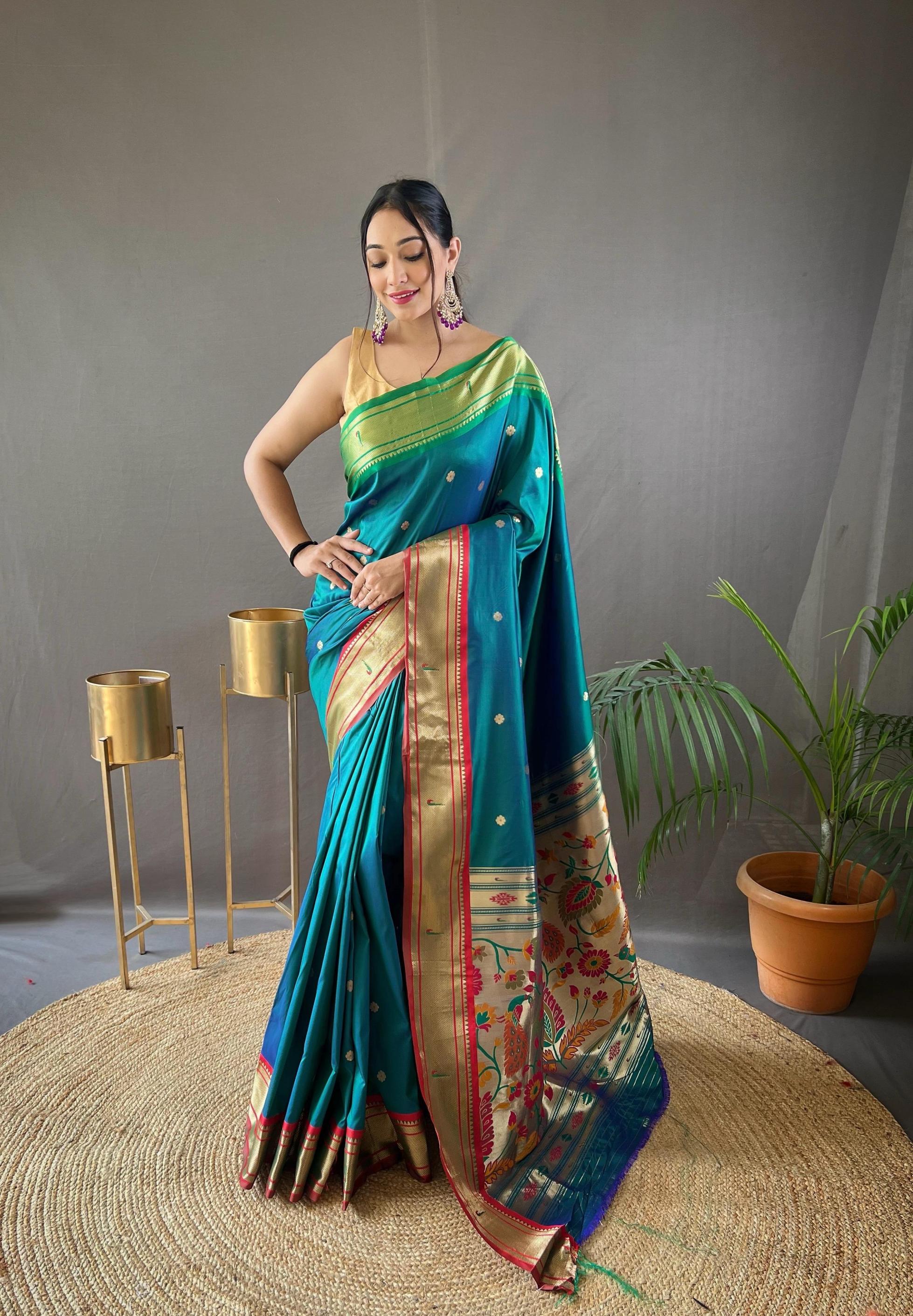KAMAL SHOP TRENDY PAITHANI GANGA JAMUNA BORDER SAREES 