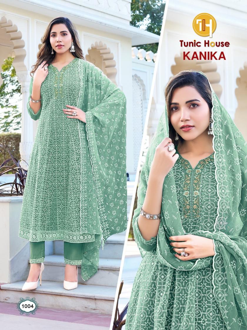KANIKA TUNIC HOUSE ANARKALI CHIKAN WORK KURTI SET COMBO SET