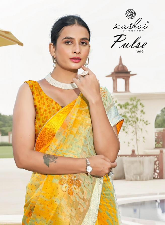 PULSE BY KASHVI CREATION UNIQUE DULL MOSS SAREES 