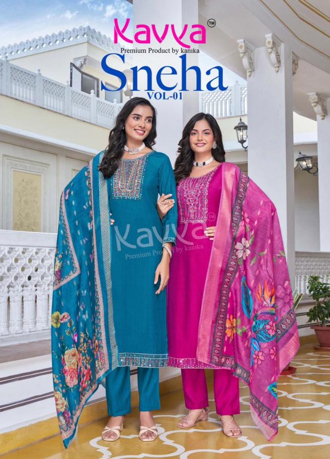 SNEHA VOL 1 BY KAVYA READYMADE STYLISH VISCOSE VETICAN 3PCS DRESS