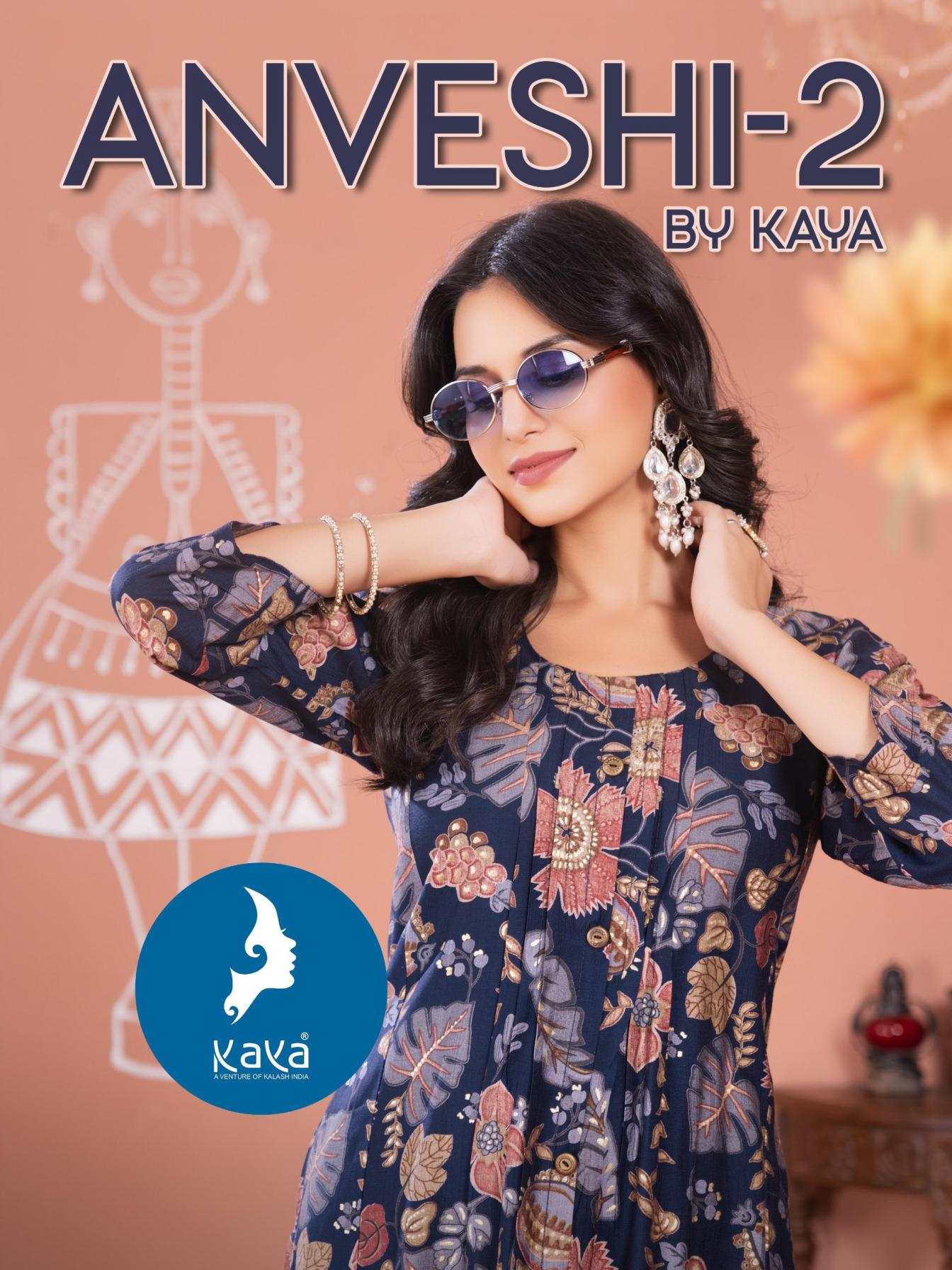ANVESHI VOL 2 BY KAYA FULL STITCH BIG SIZE VERTICAN PRINT KURTI WITH PAIR
