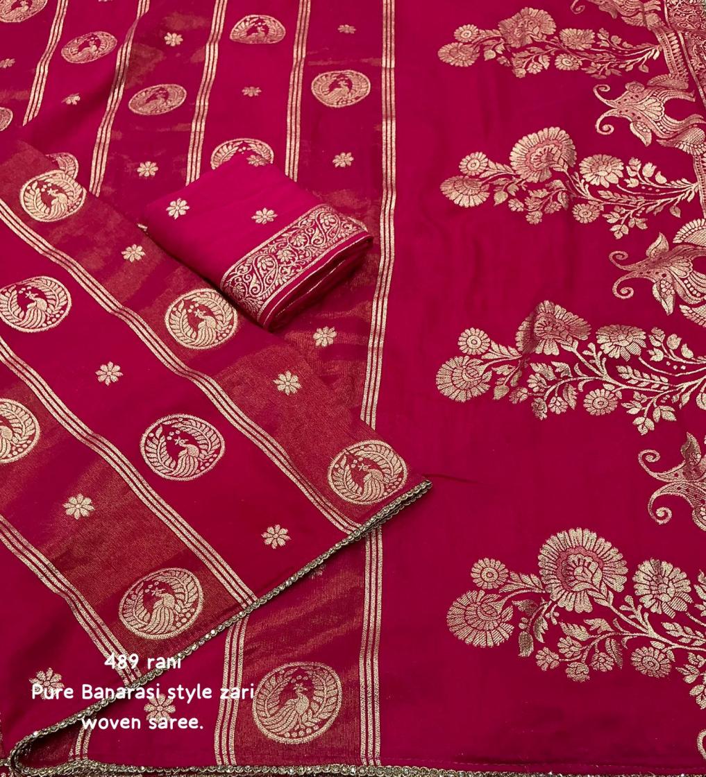 KC 489 ELEGANT STYLE CHANDERI SILK SAREES ONLINE 