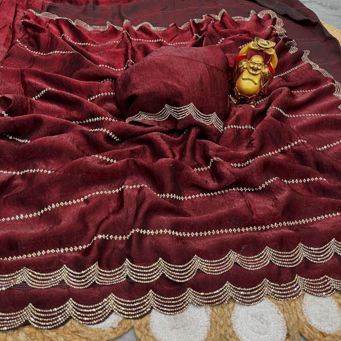 KC 928 AMAZING CRUSH SILK JARKHAN WORK SAREES ONLINE 