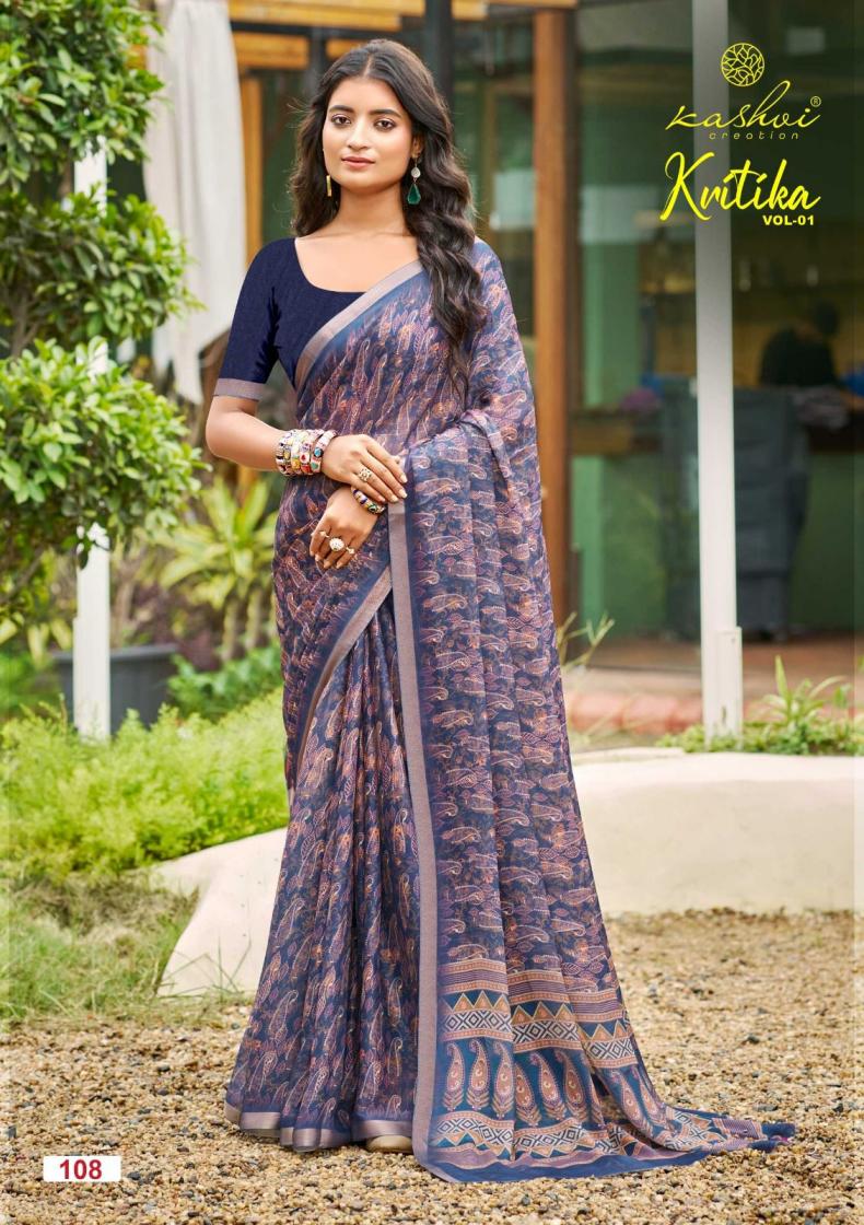 KASHVI CREATION KRITIKA DULL MOSS KASAB BEST SAREES 
