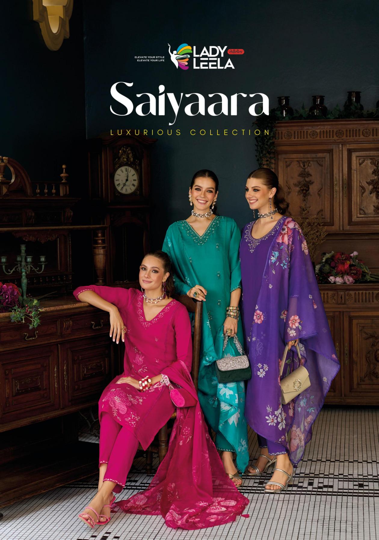 SAIYAARA BY LADY LEELA READYMADE VISCOSE MUL CHANDERI 3PCS DRESS