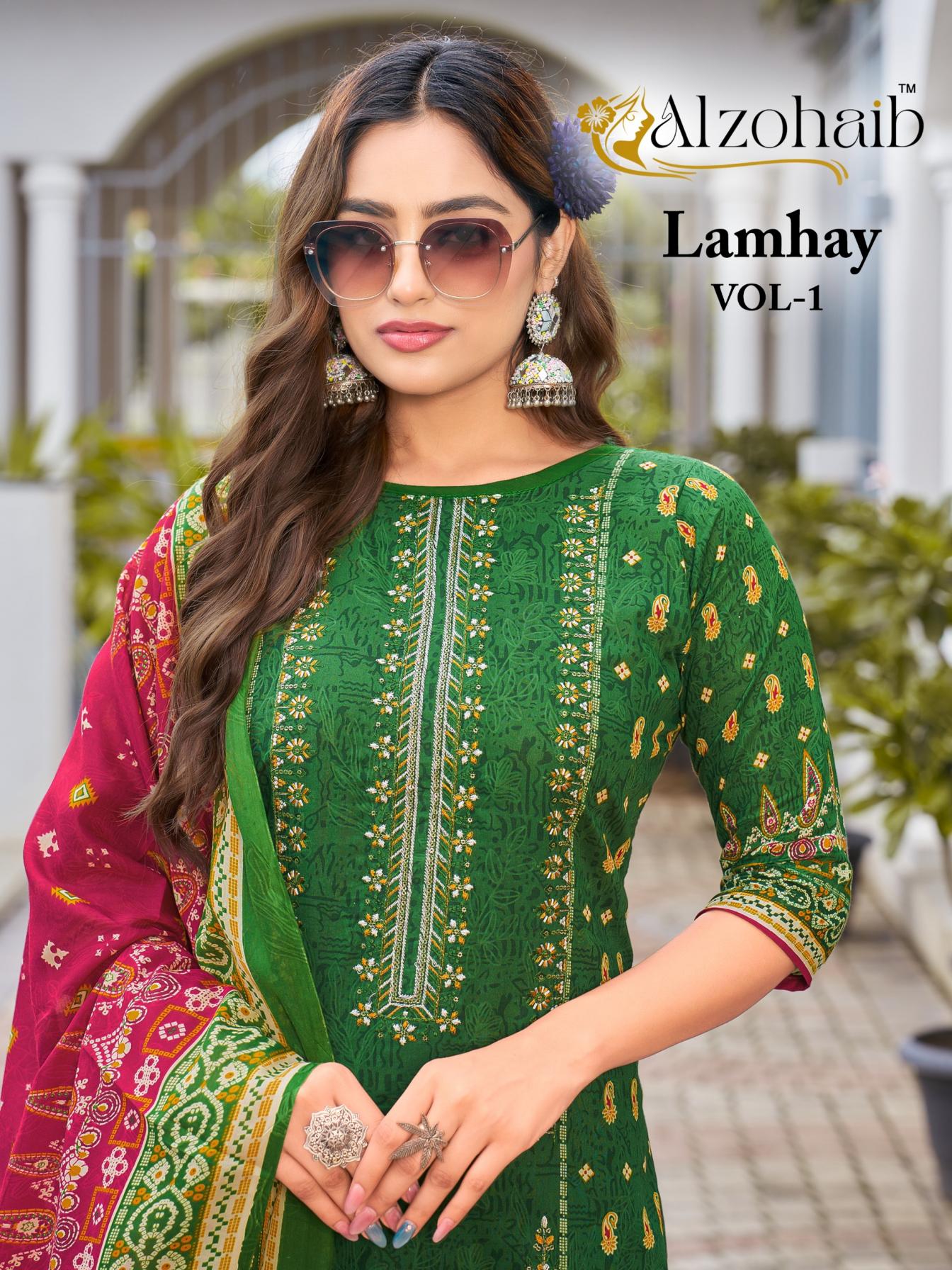 ALZOHAIB LAMHAY VOL 2 COTTON 3 PIECE SUIT ONLINE PAKISTANI WHOLESALER 