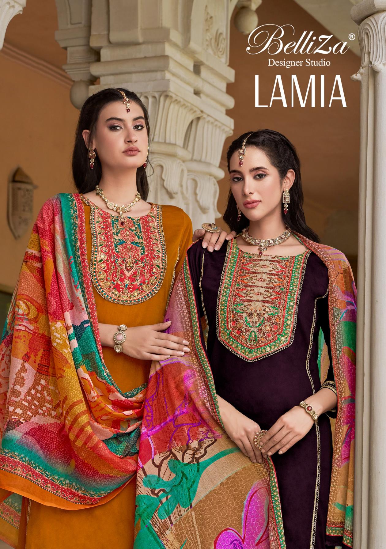 BELLIZA DESIGNER LAMIA JAM AMAZING FULL STITCH BIG SIZE PAKISTANI DRESS