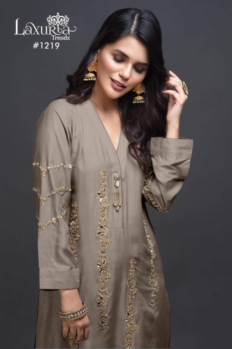 1219 BY LAXURIA TRENDZ STYLISH IMPORTED SATIN PAKISTANI SUIT FOR WOMENS 