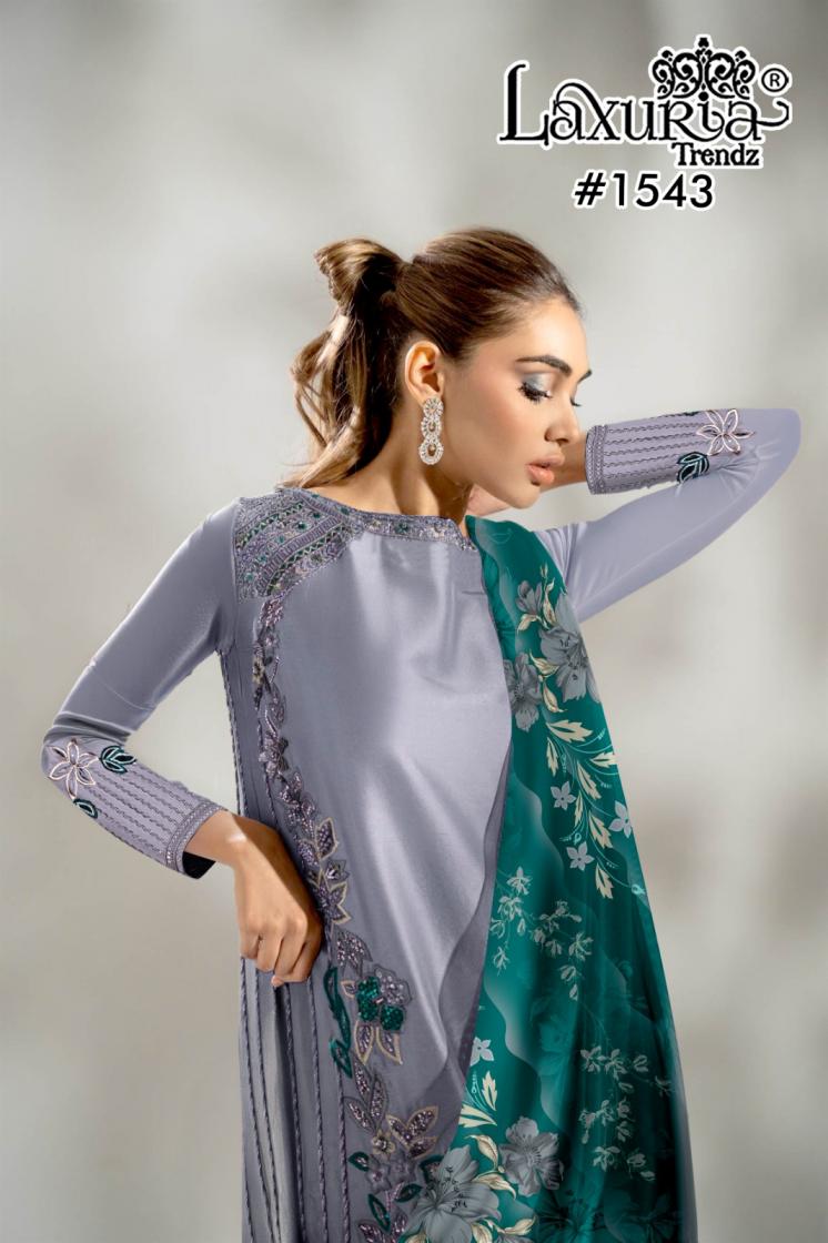 1543 BY LAXURIA TRENDZ FULL STITCH VISCOSE SILK PAKISTANI SUIT FOR WOMENS 