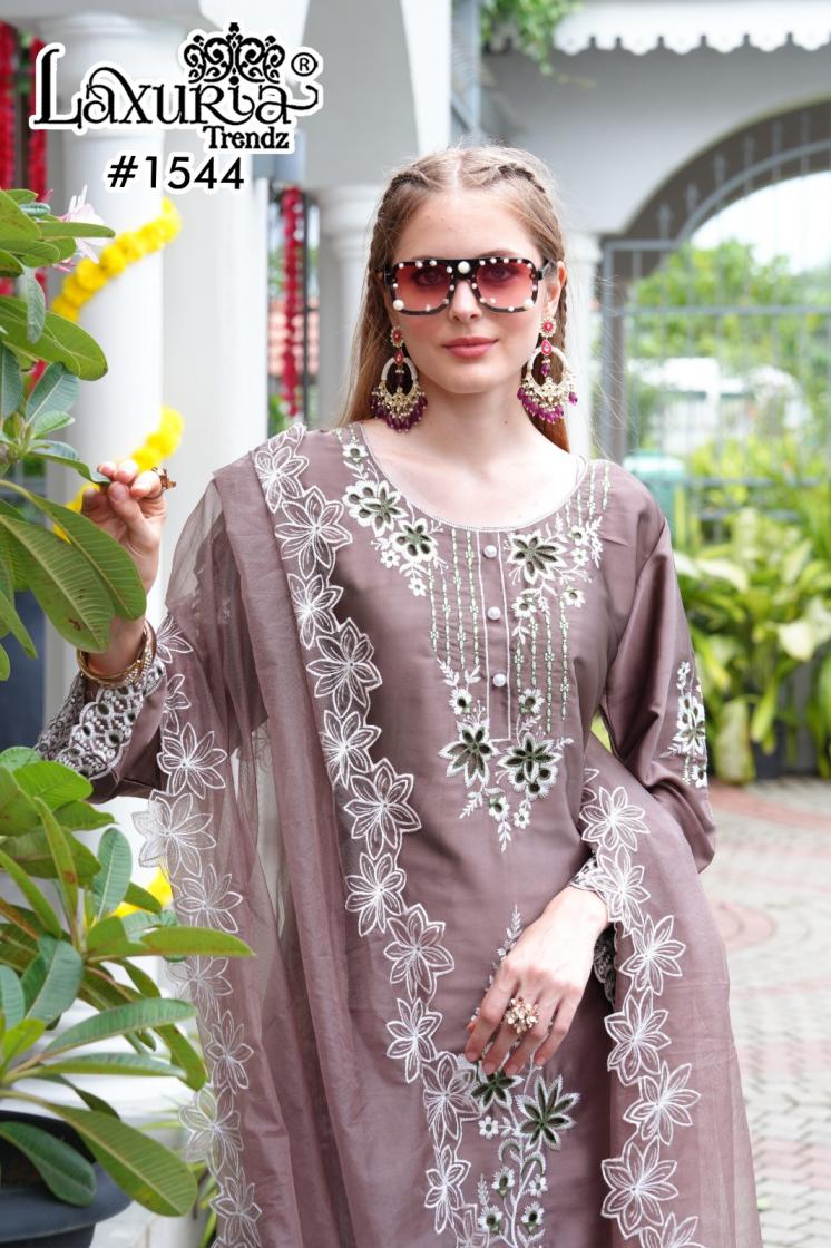 1544 BY LAXURIA TRENDZ FULL STITCH SATIN MODERN PAKISTANI SUITS 