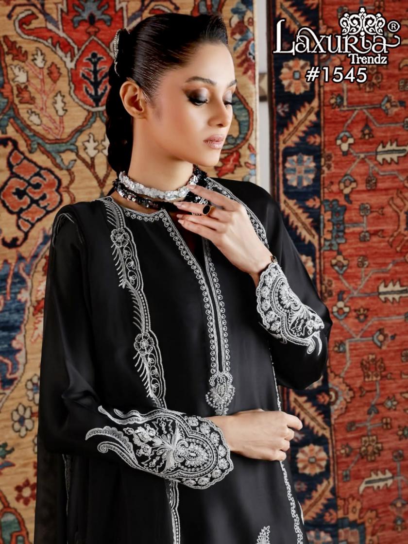 1545 BY LAXURIA TRENDZ FULL STITCH GAJJI SATIN 3PCS PAKISTANI DRESS