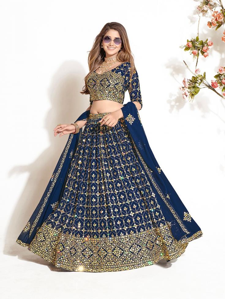 SHEE STAR LC34 GEORGETTE SEMI STITCH LEHENGA UNSTITCH BLOUSE FOR GIRLS 