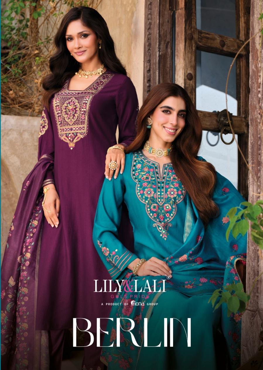 BERLIN BY LILY & LALI VISCOSE SILK FULL STITCH TRENDY SUIT FOR WOMENS 