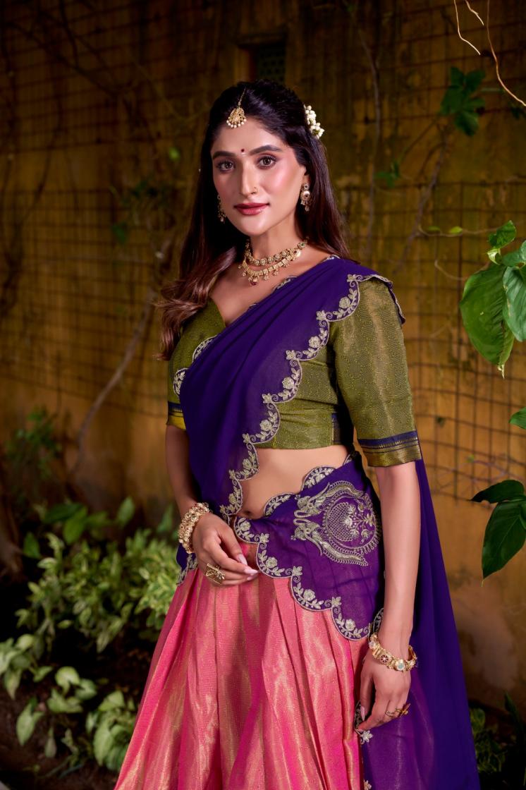 LNB2009 MAHIKA KANCHIPURAM STITCH STYLISH LEHENGA UNSTITCH BLOUSE 