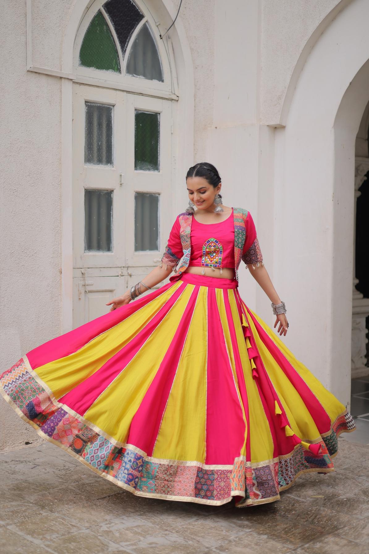 LW 7140 DESIGNER NAVRATRI FULL STITCH ROMAN LEHENGA CHOLI ONLINE 