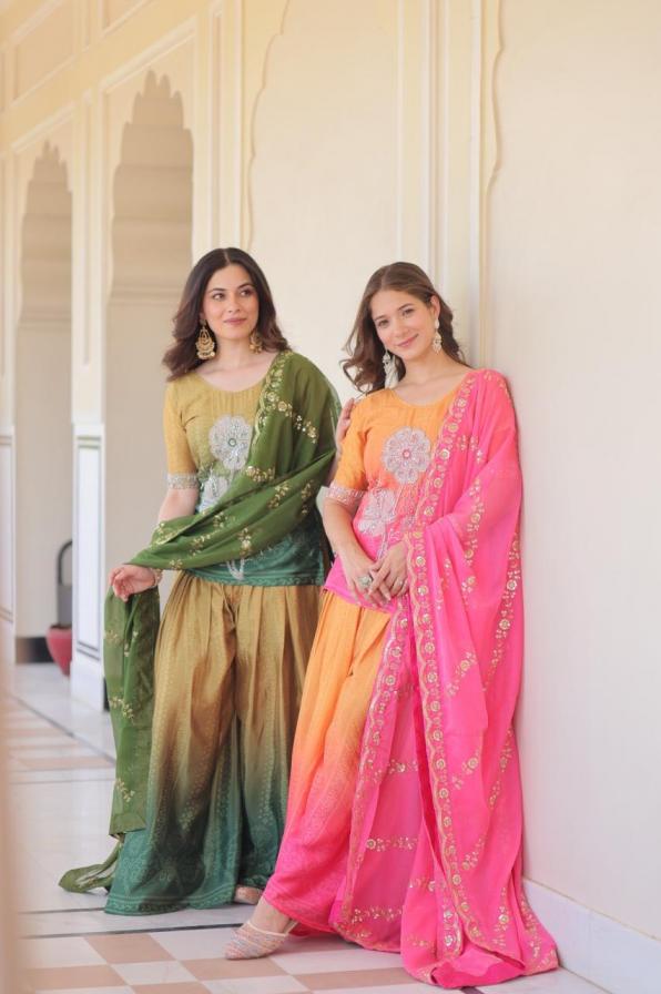 LW 9251 CLASSIC CHINON FULL STITCH SHARARA STYLE 3PCS DRESS