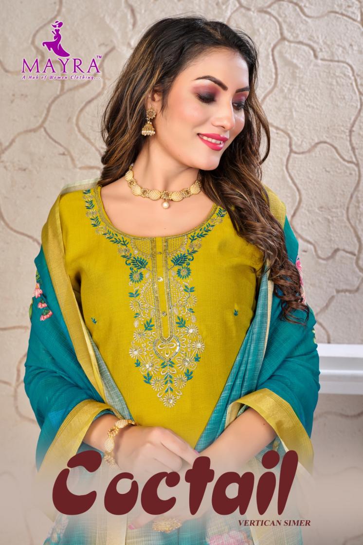 COCTAIL BY MAYRA FASHION VERTICAN SIMMER FULL STITCH STYLISH 3PCS DRESS