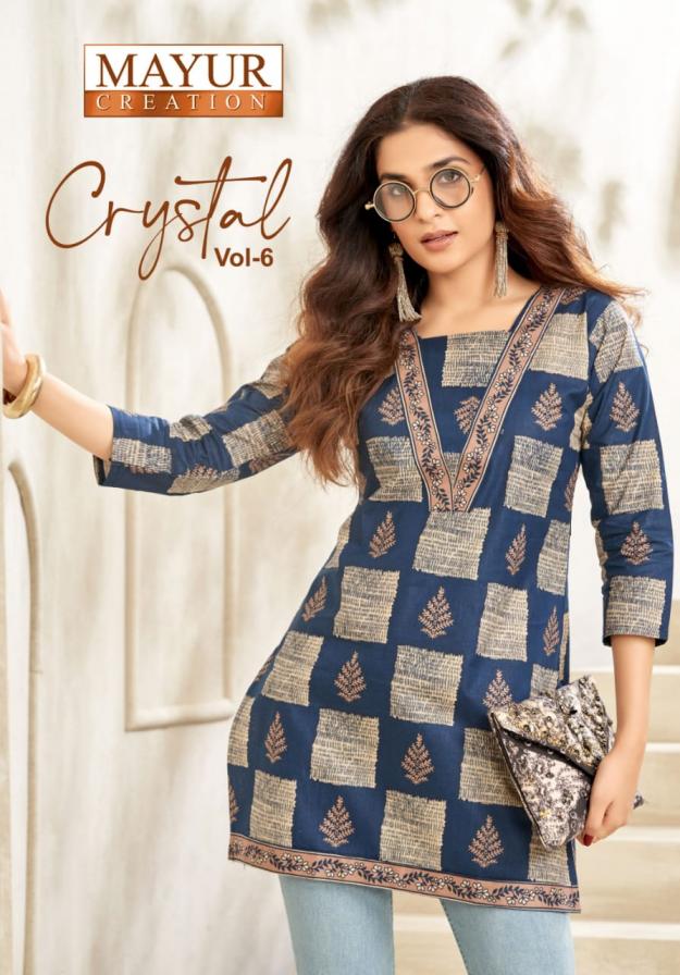 CRYSTAL COL 6 BY MAYUR CREATION STYLISH POPLIN READYMADE BIG SIZE TOPS