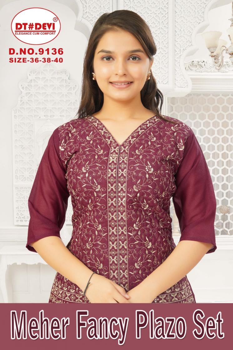 DT DEVI MEHER 9136 STAR GEORGETTE FULL STITCH KIDS COMBO FANCY PLAZZO SET  