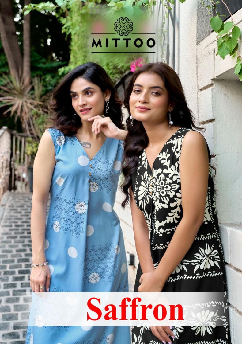 SAFFRON BY MITTOO RAYON AMAZING FULL STITCH KURTI WITH PAIR