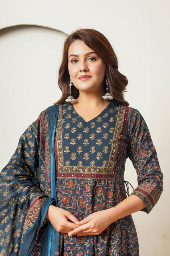 MODERN ANARKALI FANCY COTTON FULL STITCH COMBO 3PCS DUPATTA SET