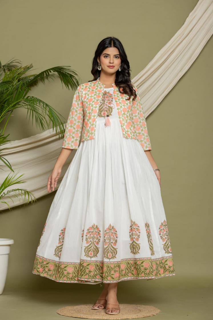MODERN COTTON MUL MUL READYMADE COMBO LONG FLAIR GOWN ONLINE 