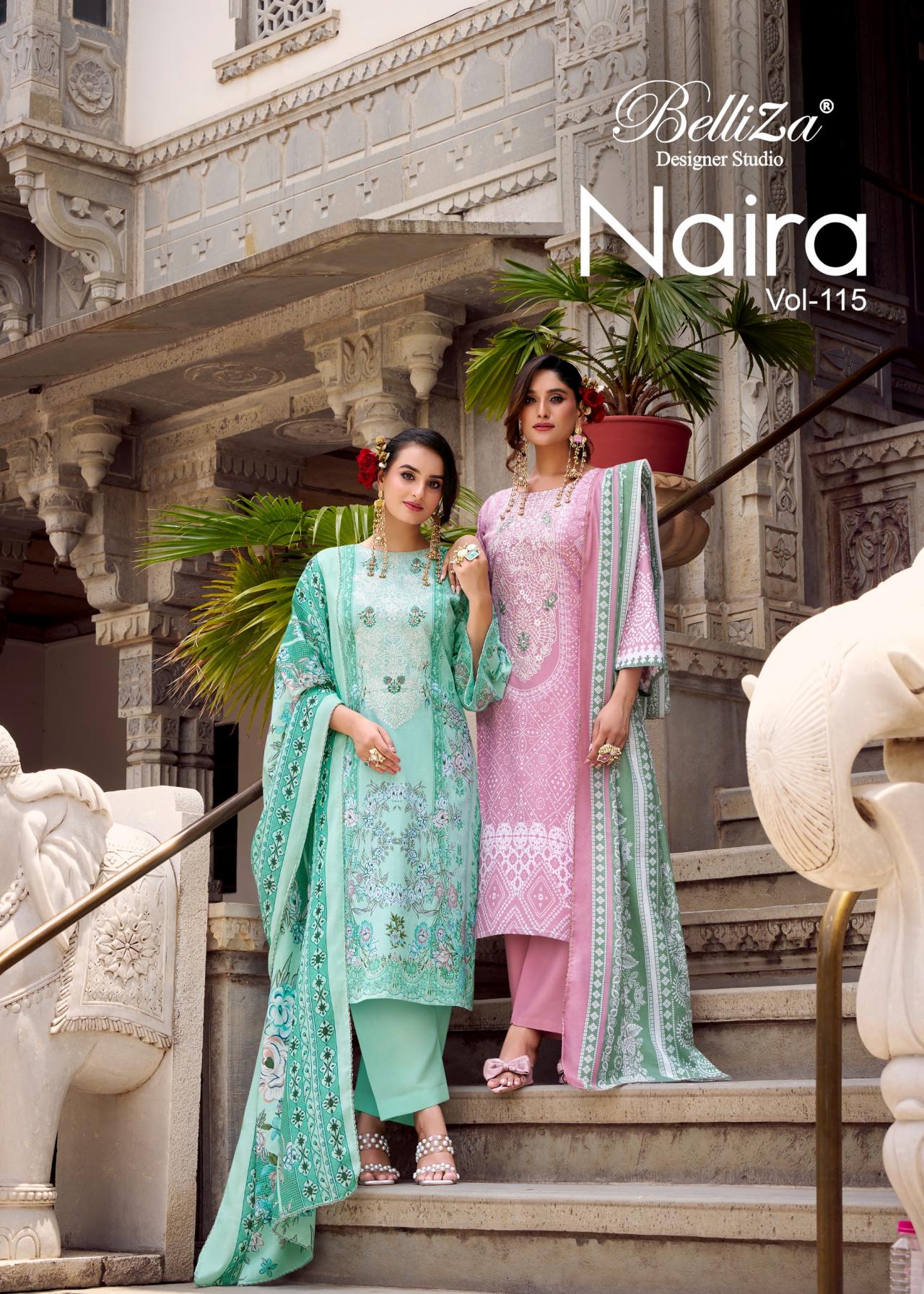 BELLIZA DESIGNER NAIRA 115 COTTON FULL STITCH BIG SIZE PAKISTANI SUITS 
